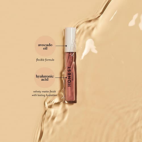 Honest Beauty Liquid Lipstick, Happiness with Avocado oil + Hyaluronic Acid |Lasting Hydration | EWG Certified + Dermatologist tested & Vegan + Cruelty free | 0.12 fl. oz.