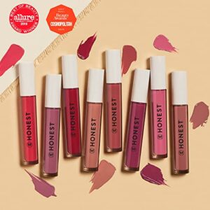 Honest Beauty Liquid Lipstick, Happiness with Avocado oil + Hyaluronic Acid |Lasting Hydration | EWG Certified + Dermatologist tested & Vegan + Cruelty free | 0.12 fl. oz.