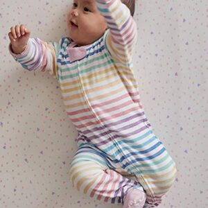 HonestBaby unisex baby Organic Cotton Footed & Play Pajamas and Toddler Sleepers, Rainbow Stripe, Newborn US