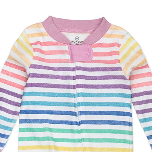 HonestBaby unisex baby Organic Cotton Footed & Play Pajamas and Toddler Sleepers, Rainbow Stripe, Newborn US