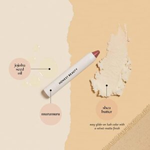 Honest Beauty Lip Crayon-Demi-Matte, Strawberry with Jojoba Oil & Shea Butter | Lightweight, High-Impact Color | EWG Certified + Dermatologist tested + Hypoallergenic & Cruelty free | 0.105 oz.