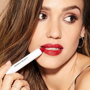 Honest Beauty Lip Crayon-Demi-Matte, Strawberry with Jojoba Oil & Shea Butter | Lightweight, High-Impact Color | EWG Certified + Dermatologist tested + Hypoallergenic & Cruelty free | 0.105 oz.