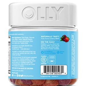 OLLY Kids Multivitamin + Probiotic Gummy, Digestive and Immune Support, Vitamins A, D, C, E, B, Zinc, Chewable Supplement, Berry, 35 Day Supply - 70 Count