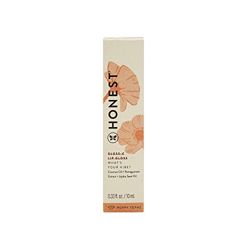 Honest Beauty Gloss-C Lip Gloss, Poppy Topaz with Coconut Oil + Jojoba Seed Oil| EWG Certified + Dermatologist Tested & Vegan + Cruelty free | 0.33 fl. Oz