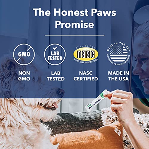 Honest Paws Probiotics for Dogs Made in USA - Dog Probiotic Powder with Prebiotic for Healthy Gut, Digestive and Immune Support - Digestive Enzymes with Chicken Flavor (30 Sticks)