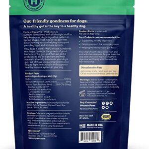 Honest Paws Probiotics for Dogs Made in USA - Dog Probiotic Powder with Prebiotic for Healthy Gut, Digestive and Immune Support - Digestive Enzymes with Chicken Flavor (30 Sticks)