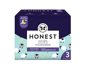 the honest company clean conscious overnight diapers | plant-based, sustainable | sleepy sheep | club box, size 3 (16-28 lbs), 60 count
