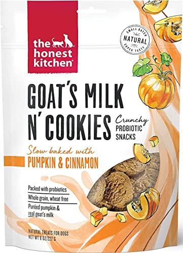 Aurora Pet Variety Pack (3) The Honest Kitchen Goat's Milk N' Cookies Slow Baked Dog Treats (1) Blueberries & Vanilla (1) Peanut Butter & Honey (1) Pumpkin Flavor (8-oz Each) with AuroraPet Wipes