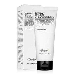 benton honest cleansing foam 150g (5.29 oz.) – camellia japonica seed oil & palm oil contained hydrating foaming cleanser, creamy and fine elastic bubbles, pore care, deep cleansing wthout irritation