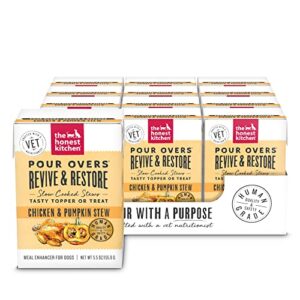 the honest kitchen functional pour overs™: revive & restore – chicken & pumpkin stew dog food topper, 5.5 oz x12