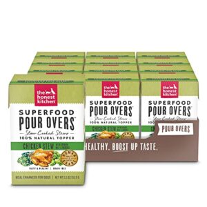 The Honest Kitchen Superfood POUR OVERS Wet Toppers for Dogs (Pack of 12), 5.5 oz - Chicken Stew