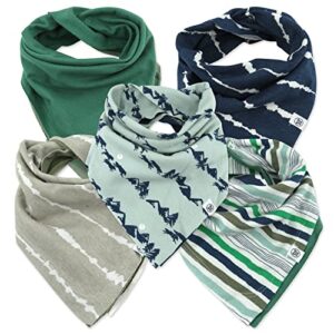 HonestBaby 5-Pack Organic Cotton Reversible Bandana Bib Burp Cloths, Good Natured, One Size