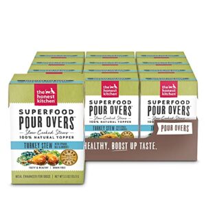 the honest kitchen superfood pour overs wet toppers for dogs (pack of 12), 5.5 oz – turkey stew