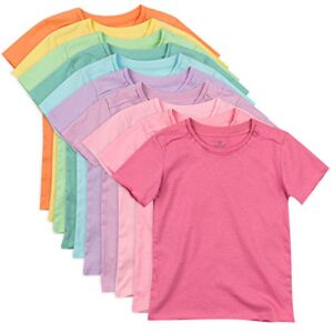 honestbaby unisex baby organic cotton short sleeve t-shirt multi-packs and toddler t shirt set, 10-pack rainbow girl, 3t us