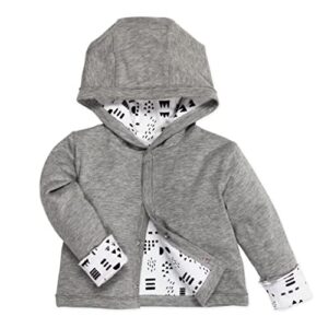 honestbaby organic cotton reversible hoodie, pattern play, 0-3 months