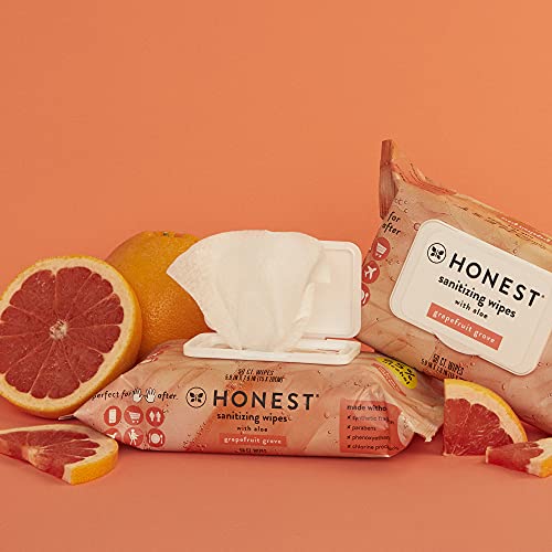The Honest Company Sanitizing Alcohol Wipes, Grapefruit Grove, 15 Count (Pack of 10)