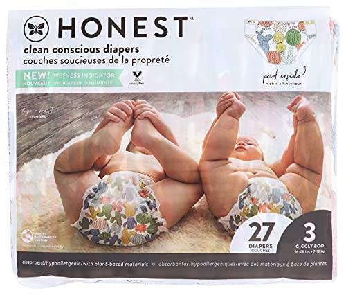 The Honest Company - Eco-Friendly and Premium Disposable Diapers - Pandas, Size 3 (16-28 lbs), 27 Count