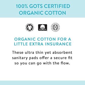 The Honest Company Organic Cotton Pads | Super | Hypoallergenic Pads with Wings | Ultra-Soft and Ultra-Thin | PH Compatible | Breathable | Plant-Based with Organic Cotton | 10 Count