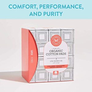 The Honest Company Organic Cotton Pads | Super | Hypoallergenic Pads with Wings | Ultra-Soft and Ultra-Thin | PH Compatible | Breathable | Plant-Based with Organic Cotton | 10 Count