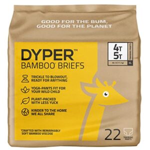 dyper viscose from bamboo toddler potty training pants girls & boys size 4t-5t, honest ingredients, day & overnight, made with plant-based* materials, hypoallergenic for sensitive skin, unscented