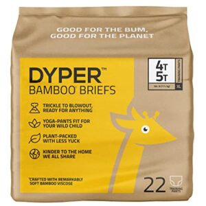 DYPER Viscose from Bamboo Toddler Potty Training Pants Girls & Boys Size 4T-5T, Honest Ingredients, Day & Overnight, Made with Plant-Based* Materials, Hypoallergenic for Sensitive Skin, Unscented