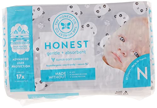 The Honest Company - Eco-Friendly and Premium Disposable Diapers - Pandas, Newborn Size (<10lbs.) 32 Ct.