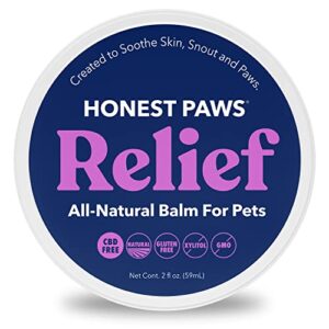 honest paws dog paw balm – pad relief soother moisturizer protection wax – all natural all weather foot butter heals repairs pet paws and noses from heat and cold – 2 oz