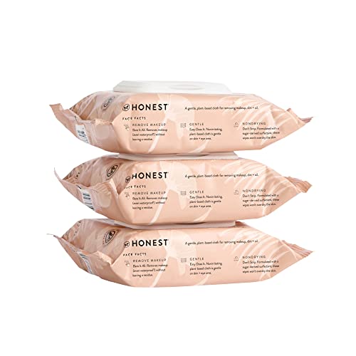 Honest Beauty Makeup Remover Facial Wipes | Plant-Based, Hypoallergenic | 30 Count 3 Pack