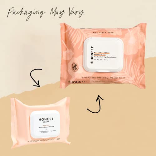 Honest Beauty Makeup Remover Facial Wipes | Plant-Based, Hypoallergenic | 30 Count 3 Pack