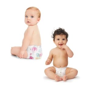 The Honest Company Clean Conscious Diapers | Plant-Based, Sustainable | Young At Heart + Rose Blossom | Super Club Box, Size 2 (12-18 lbs), 152 Count