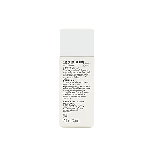 Honest Beauty Self Defense Protecting Mineral Sunscreen Fluid Spf 34 with Non Nano Nineral Sunscreen Fluid | Daily Face Sunscreen | Dermatologist tested + Hypoallergenic | Reef friendly | 1 fl. oz.