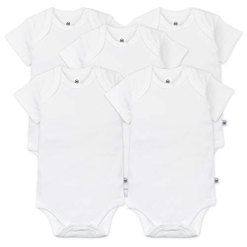 HonestBaby unisex baby Organic Cotton Short Sleeve Bodysuits Multipack and Toddler T Shirt Set, 5 Pack Bright White, 3-6 Months US