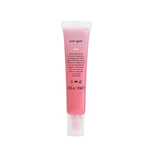 Honest Beauty Gloss-C Lip Gloss, Pink Agate, Vegan, Sheer + Buildable with Coconut Oil & Hyaluronic Acid, 0.33 Fl Oz