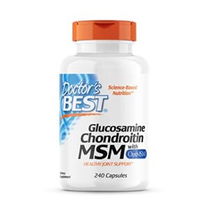 doctor’s best glucosamine chondroitin msm with optimsm capsules, supports healthy joint structure, function & comfort, non-gmo, gluten free, soy free, 240 count (pack of 1)