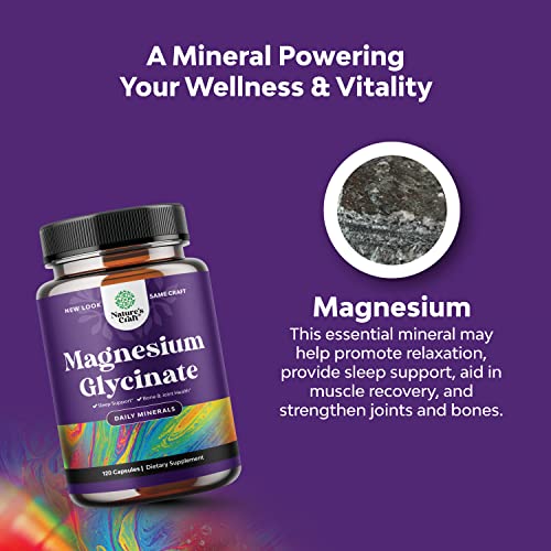 Magnesium Glycinate 400mg Mineral Supplement - Calming Magnesium Supplement for Women and Mens Natural Sleep Support Bone Health Immunity Mood Support Heart Health and Muscle Recovery