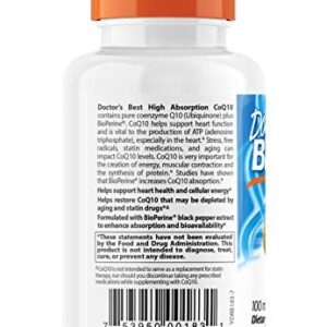 Doctor's Best High Absorption CoQ10 with BioPerine, Gluten Free, Naturally Fermented, Heart Health, Energy Production, 100 mg, 120 Count