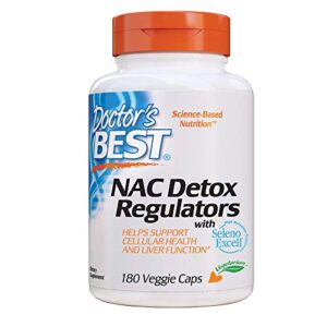 doctor’s best nac detox regulators with seleno excell, non-gmo, vegetarian, gluten&soy free, 180 veggie caps, 180count