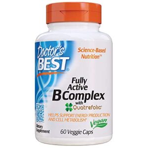 doctor’s best, fully active b complex supports energy nervous system optimal health positive mood wellbeing nongmo gluten free vegan soy free, 60 count