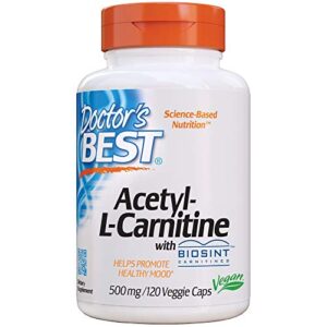 doctor’s best acetyl l-carnitine, help boost energy production, support memory/focus, mood, non-gmo, vegan, gluten free, 120 count (pack of 1) (drb-00152)