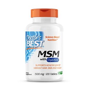 doctor’s best msm with optimsm, non-gmo, gluten free, joint support, 1500 mg, 120 tablets (drb-00097)