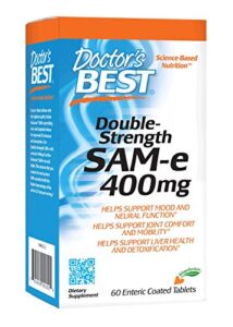 doctor’s best sam-e 400 mg, vegan, gluten free, soy free, mood and joint support, 60 enteric coated tablets