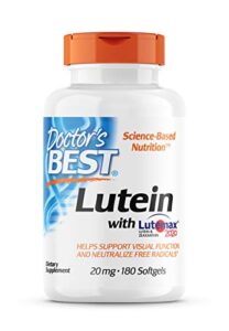 doctor’s best lutein featuring lutemax, non-gmo, gluten free, eye health, 20 mg, 180 softgels