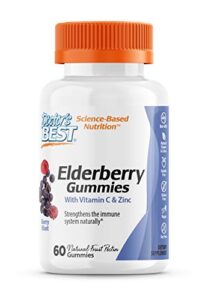 doctor’s best elderberry gummies with vitamin c & zinc, 60 ct, chewable immune support, antioxidant herbal supplement, non-gmo, vegan (packaging may vary)
