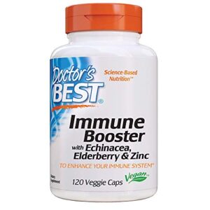 doctor’s best immune booster with echinacea, elderberry & zinc for immune system support, antioxidant support, 120 count