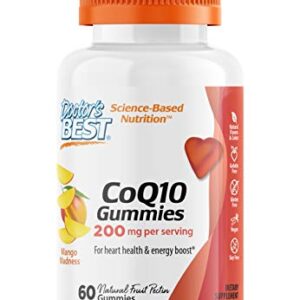 Doctor's Best CoQ10 Gummies 200 Mg, Coenzyme Q10 (Ubiquinone), Supports Heart Health, Boost Cellular Energy, Potent Antioxidant, 60 Ct (Packaging May Vary)