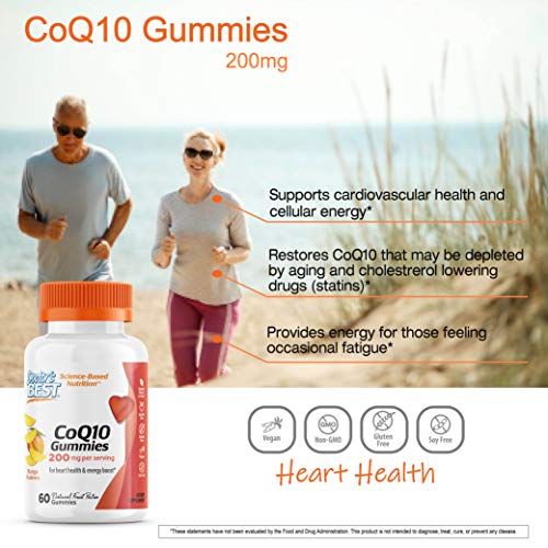 Doctor's Best CoQ10 Gummies 200 Mg, Coenzyme Q10 (Ubiquinone), Supports Heart Health, Boost Cellular Energy, Potent Antioxidant, 60 Ct (Packaging May Vary)