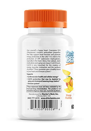 Doctor's Best CoQ10 Gummies 200 Mg, Coenzyme Q10 (Ubiquinone), Supports Heart Health, Boost Cellular Energy, Potent Antioxidant, 60 Ct (Packaging May Vary)