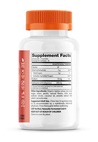 Doctor's Best CoQ10 Gummies 200 Mg, Coenzyme Q10 (Ubiquinone), Supports Heart Health, Boost Cellular Energy, Potent Antioxidant, 60 Ct (Packaging May Vary)