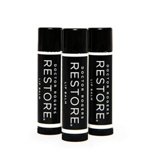 doctor rogers – natural restore lip balm | plant-based, hypoallergenic, dermatologist created (3-pack)