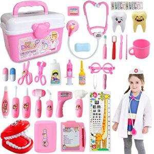 baiai 40 pcs doctor kit for kids 3-8: toddler toys ages 2-4 girls educational toy doctor playset for girls ages 3-6 christmas stocking stuffers for kid doctor kit for toddlers 3-5